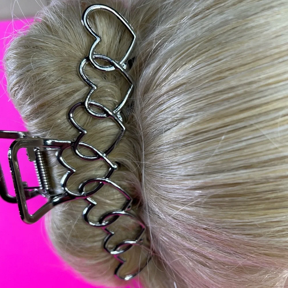 Heart Pattern Hair Claw Clip – Cute & Secure Grip | Women & Girls Hair Accessory